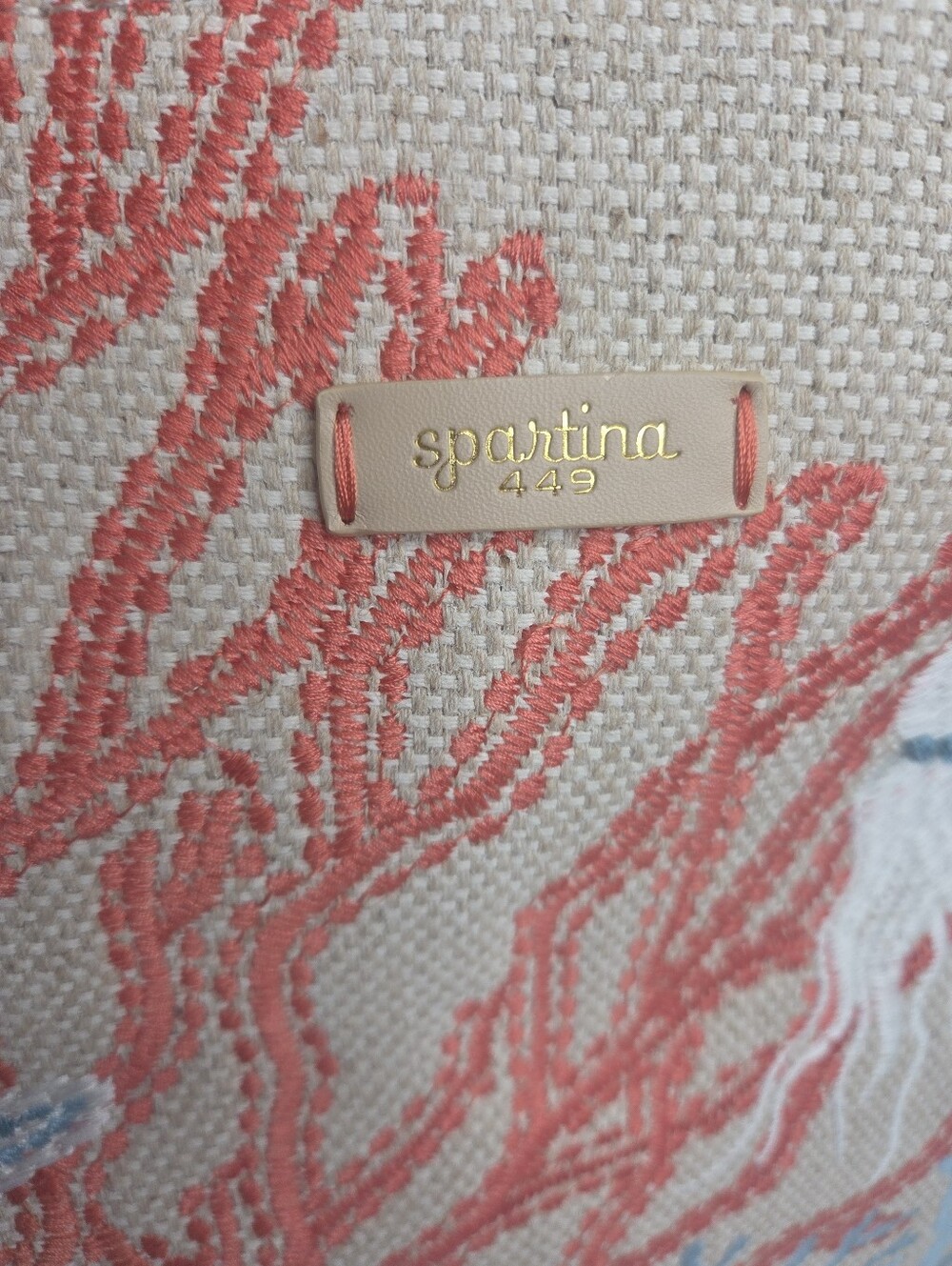 Spartina 449 Ogeechee Sea Life Coral Jute And Cotton Large Beach Tote NWT - Picture 2 of 14